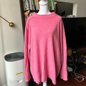 Aerie Cozy Slouchy Oversized Bubblegum Pink Crewneck Sweater